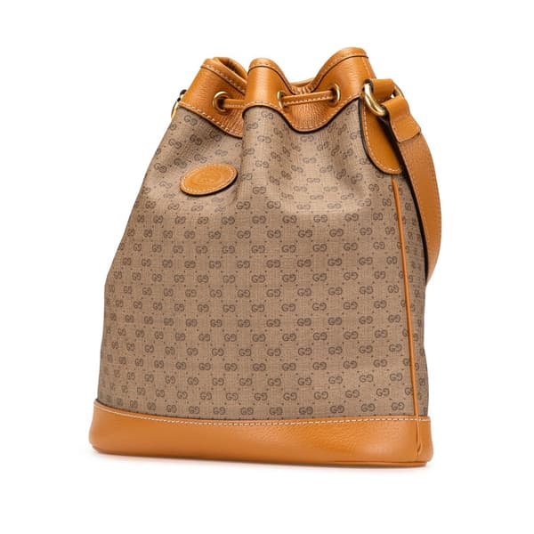 Pre-owned Gucci Micro GG Supreme Mickey Mouse Bucket Bag Brown