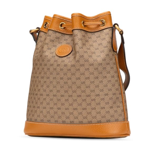 Pre-owned Gucci Micro GG Supreme Mickey Mouse Bucket Bag Brown