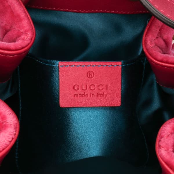 Pre-owned Gucci GG Marmont 2.0 Matelasse Velvet Bucket Bag Pink