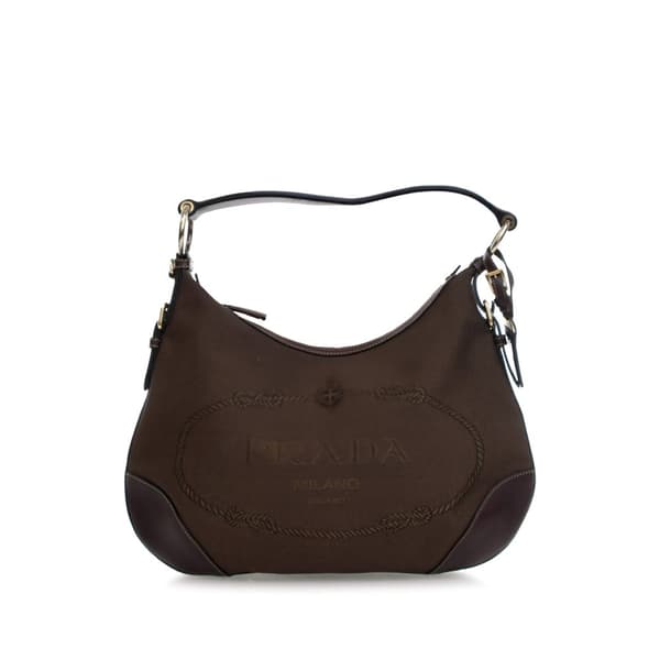 Pre-owned Prada Canvas Canapa Logo Hobo Brown