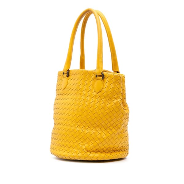 Pre-owned Bottega Veneta Nappa Intrecciato Bucket Bag Yellow