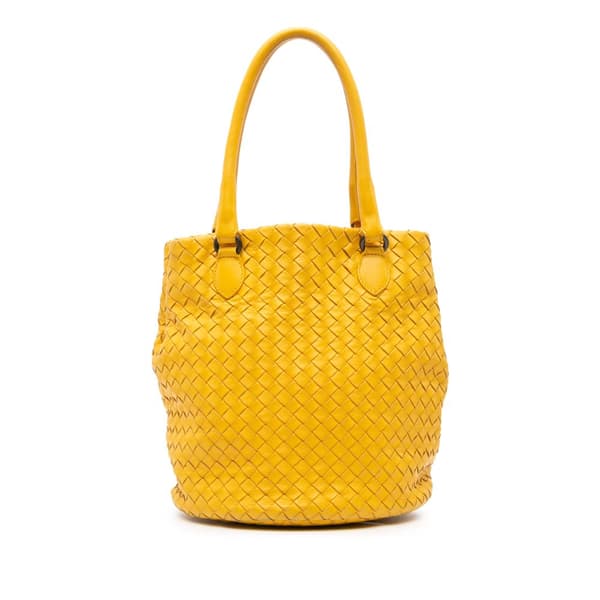 Pre-owned Bottega Veneta Nappa Intrecciato Bucket Bag Yellow