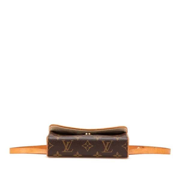 Pre-owned Louis Vuitton Monogram Pochette Florentine Brown