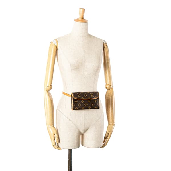 Pre-owned Louis Vuitton Monogram Pochette Florentine Brown