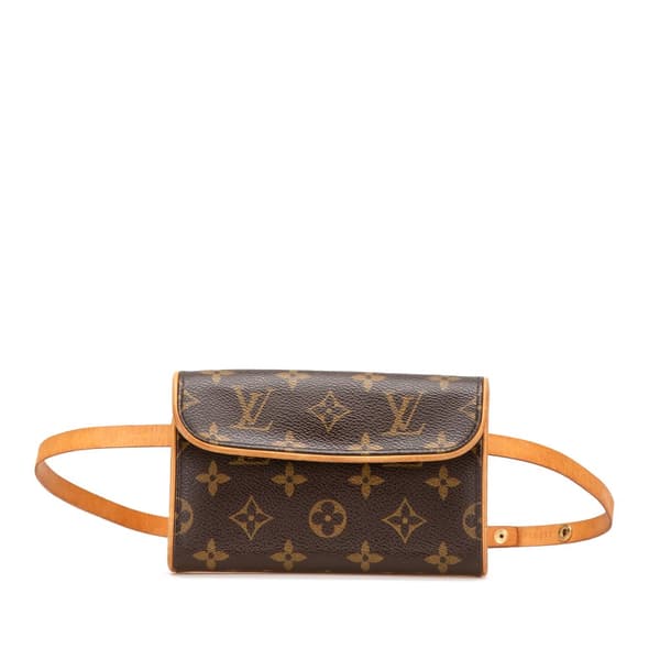 Pre-owned Louis Vuitton Monogram Pochette Florentine Brown