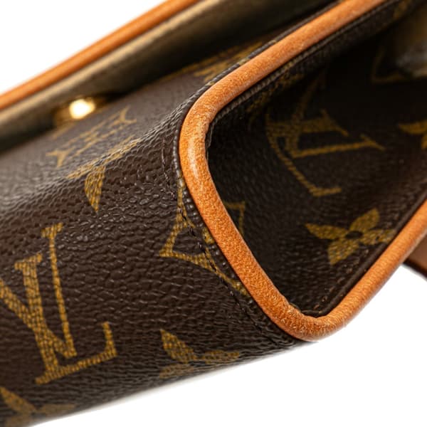 Pre-owned Louis Vuitton Monogram Pochette Florentine Brown
