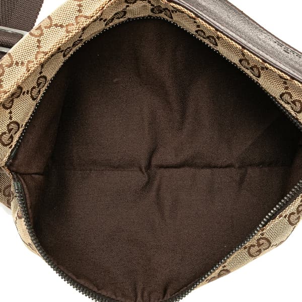 Pre-owned Gucci GG Canvas Double Pocket Belt Bag Brown
