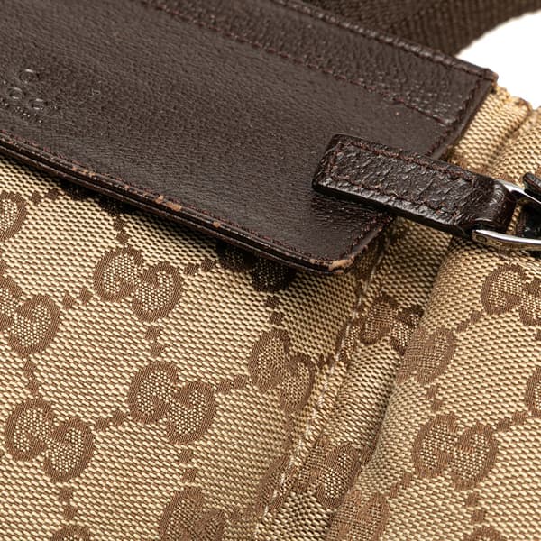 Pre-owned Gucci GG Canvas Double Pocket Belt Bag Brown