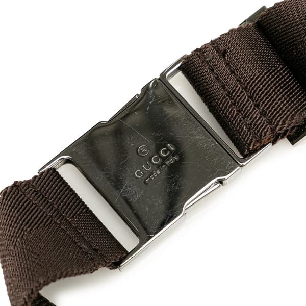 Pre-owned Gucci GG Canvas Double Pocket Belt Bag Brown