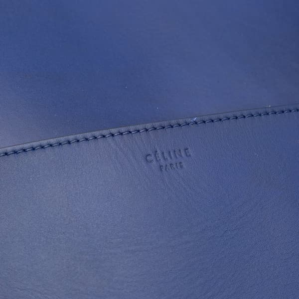 Pre-owned Celine Medium Leather Seau Sangle Bucket Bag Blue
