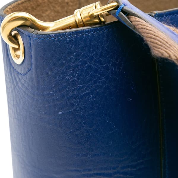 Pre-owned Celine Medium Leather Seau Sangle Bucket Bag Blue
