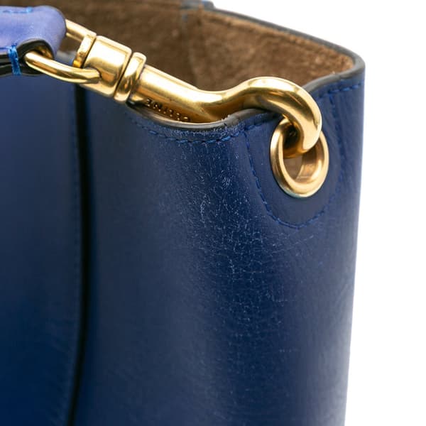Pre-owned Celine Medium Leather Seau Sangle Bucket Bag Blue