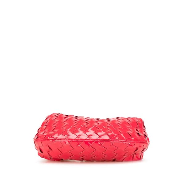 Pre-owned Bottega Veneta Mini Patent Intrecciato Jodie Red