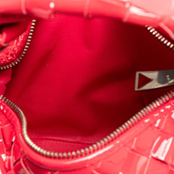 Pre-owned Bottega Veneta Mini Patent Intrecciato Jodie Red