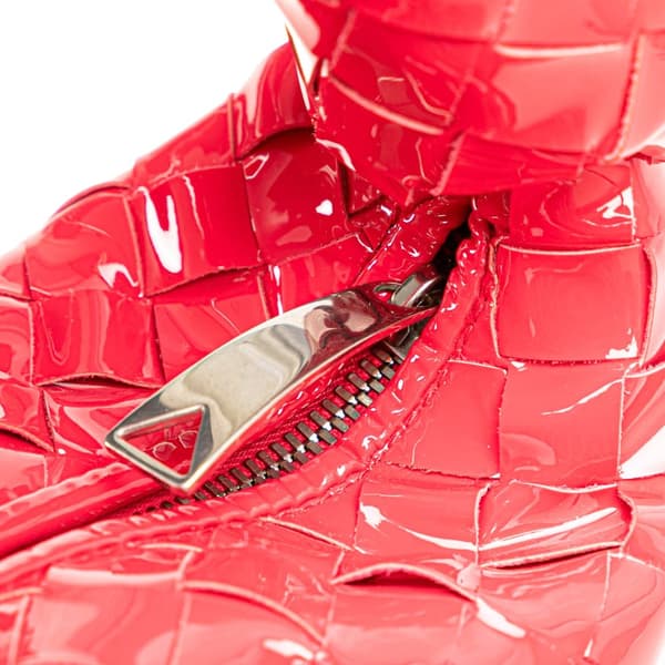 Pre-owned Bottega Veneta Mini Patent Intrecciato Jodie Red