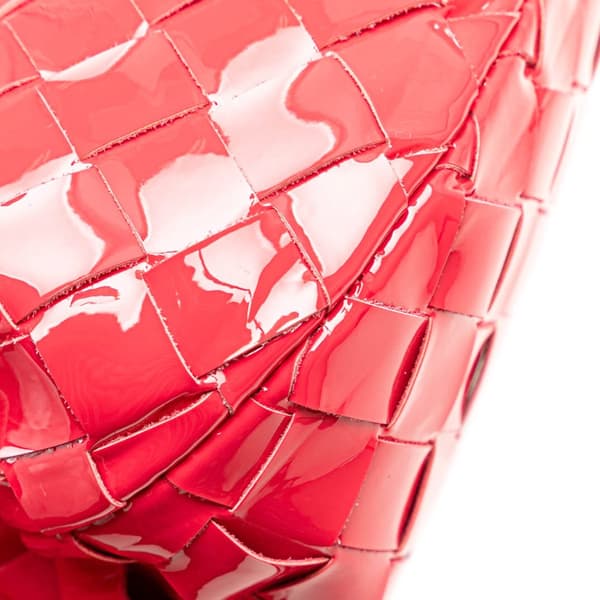 Pre-owned Bottega Veneta Mini Patent Intrecciato Jodie Red