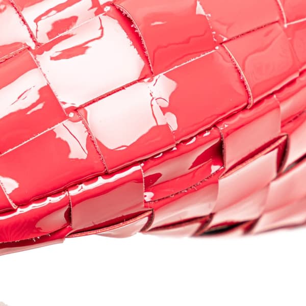 Pre-owned Bottega Veneta Mini Patent Intrecciato Jodie Red