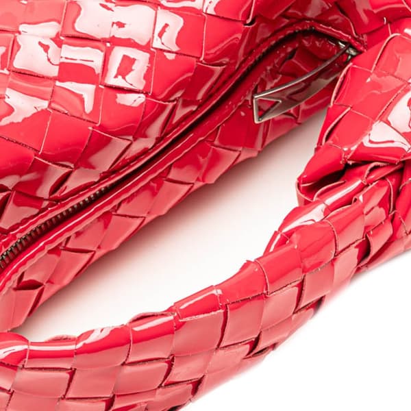 Pre-owned Bottega Veneta Mini Patent Intrecciato Jodie Red
