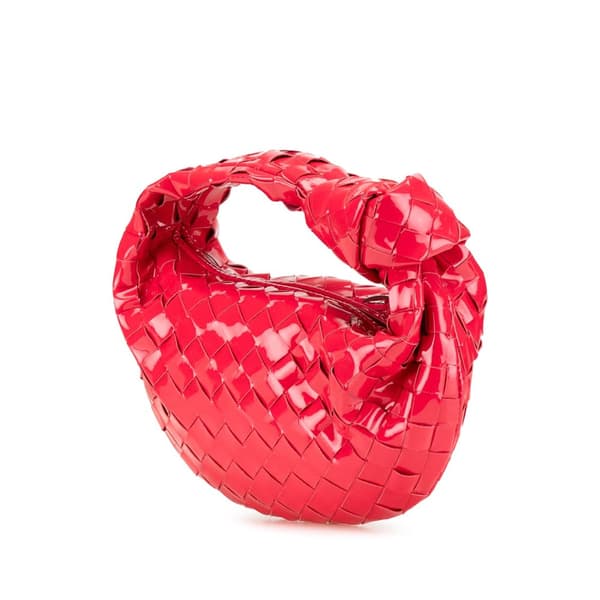 Pre-owned Bottega Veneta Mini Patent Intrecciato Jodie Red