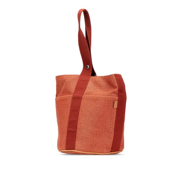 Pre-owned Hermès Toile Saxo MM Orange