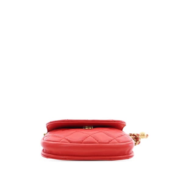 Pre-owned Chanel Quilted Lambskin Pearl Crush Waist Bag Red