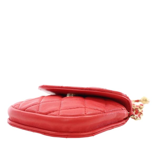 Pre-owned Chanel Quilted Lambskin Pearl Crush Waist Bag Red