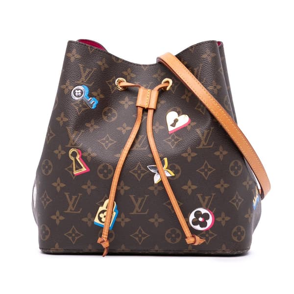 Pre-owned Louis Vuitton Monogram Love Lock Neonoe MM Brown