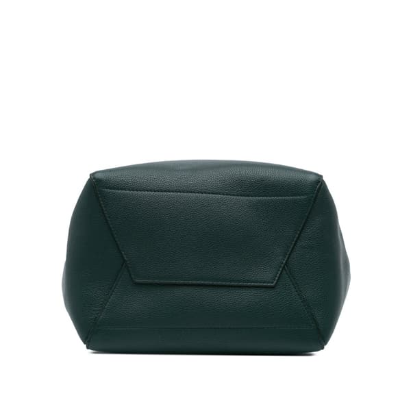 Pre-owned Celine Medium Leather Seau Sangle Bucket Green