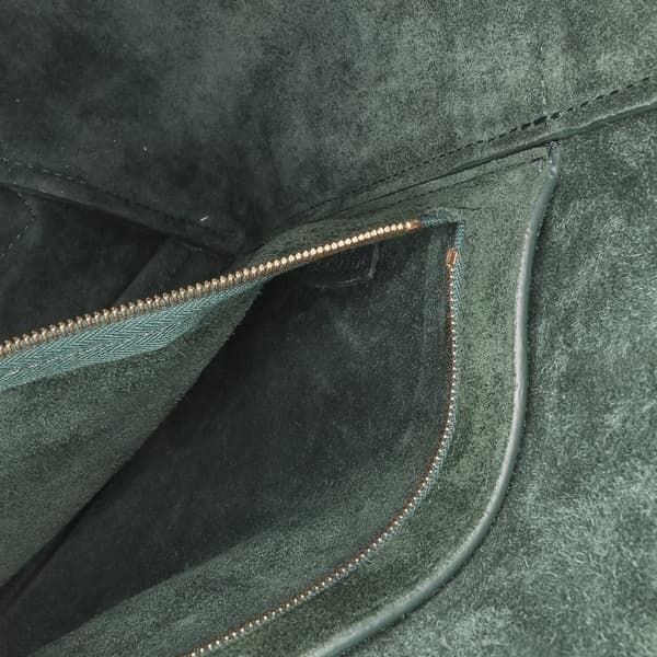 Pre-owned Celine Medium Leather Seau Sangle Bucket Green
