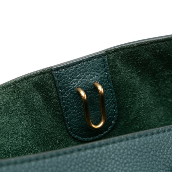 Pre-owned Celine Medium Leather Seau Sangle Bucket Green