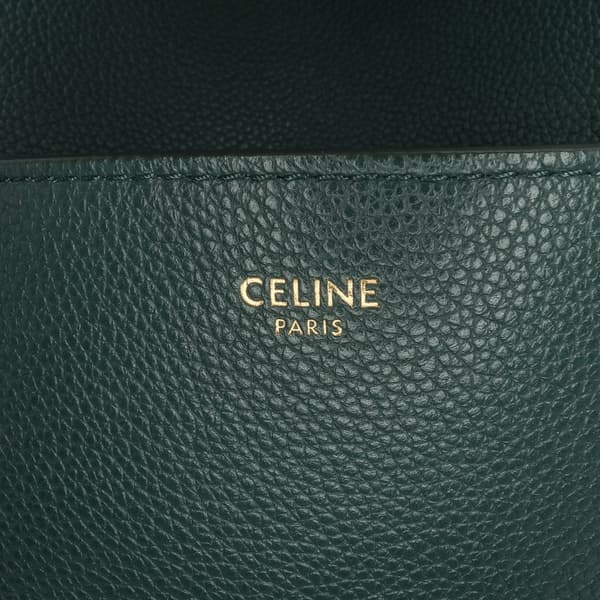 Pre-owned Celine Medium Leather Seau Sangle Bucket Green