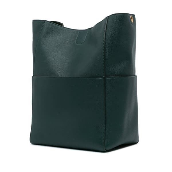 Pre-owned Celine Medium Leather Seau Sangle Bucket Green