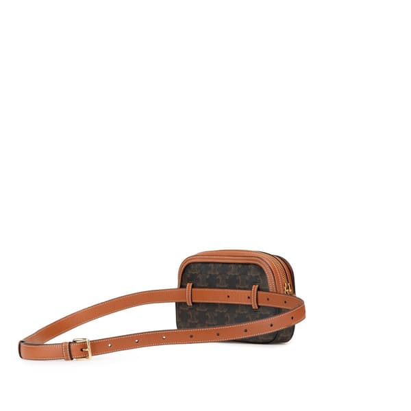 Pre-owned Celine Triomphe Coated Canvas Belt Bag Brown