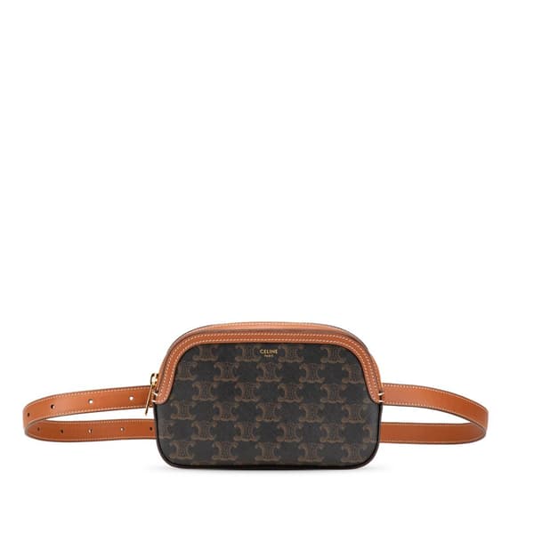 Pre-owned Celine Triomphe Coated Canvas Belt Bag Brown