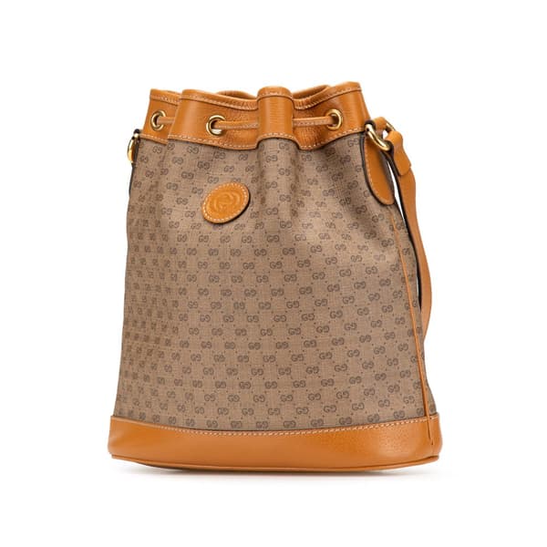Pre-owned Gucci Micro GG Supreme Mickey Mouse Bucket Bag Brown