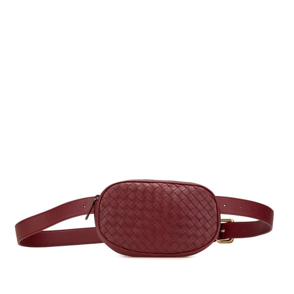 Pre-owned Bottega Veneta Nappa Intrecciato Belt Bag Red