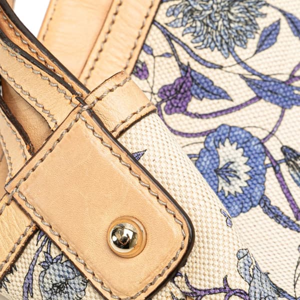 Pre-owned Gucci Canvas Flora Horsebit Wave Hobo White