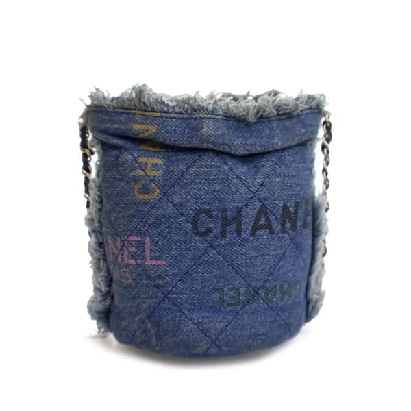 Pre-owned Chanel Mini Denim Mood Bucket with Chain Blue