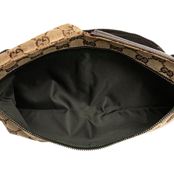 Pre-owned Gucci GG Canvas Double Pocket Belt Bag Brown