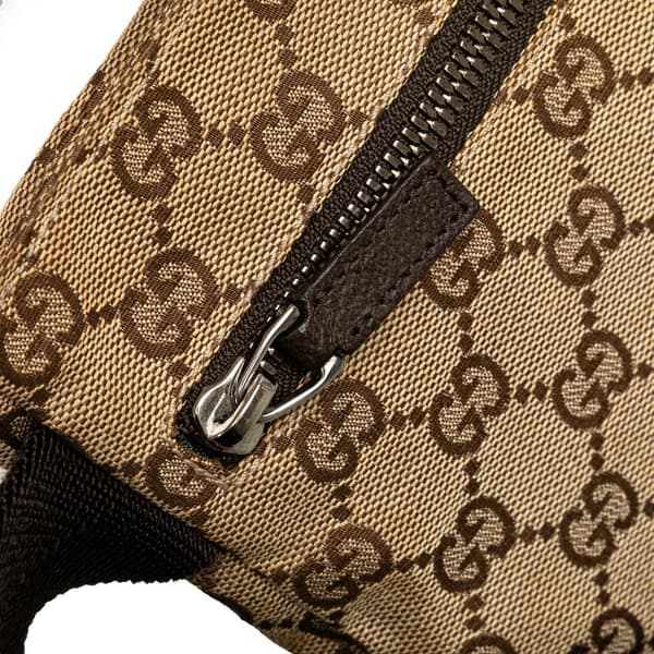 Pre-owned Gucci GG Canvas Double Pocket Belt Bag Brown