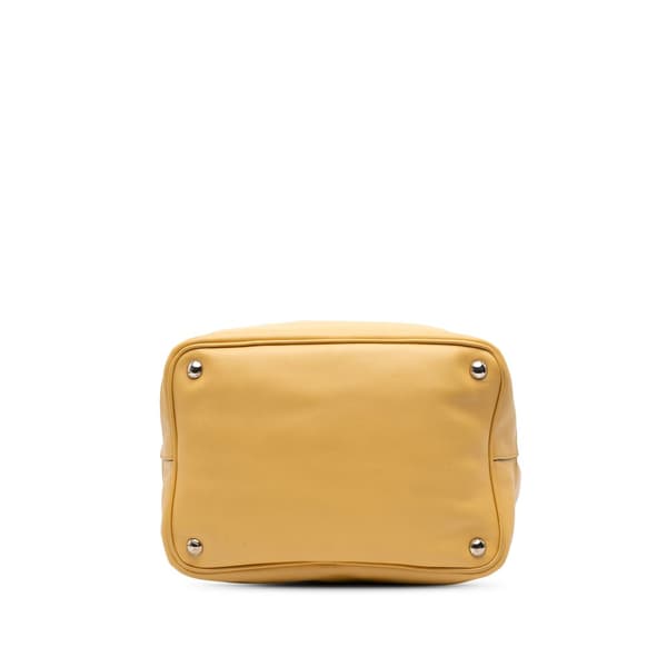 Pre-owned Prada Soft Calf Convertible Drawstring Bucket Bag Yellow