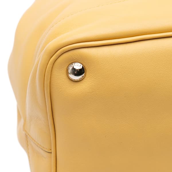 Pre-owned Prada Soft Calf Convertible Drawstring Bucket Bag Yellow