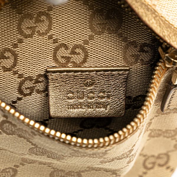 Pre-owned Gucci GG Canvas Web Double Pocket Belt Bag Brown