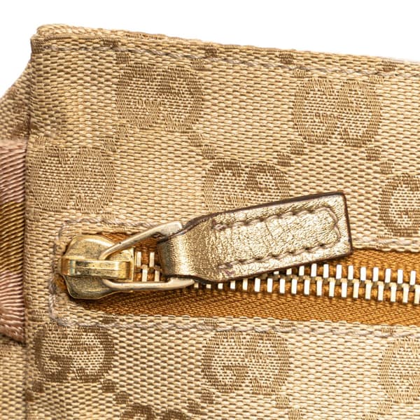Pre-owned Gucci GG Canvas Web Double Pocket Belt Bag Brown