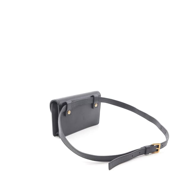 Pre-owned Dior Leather Saddle Belt Pouch Black