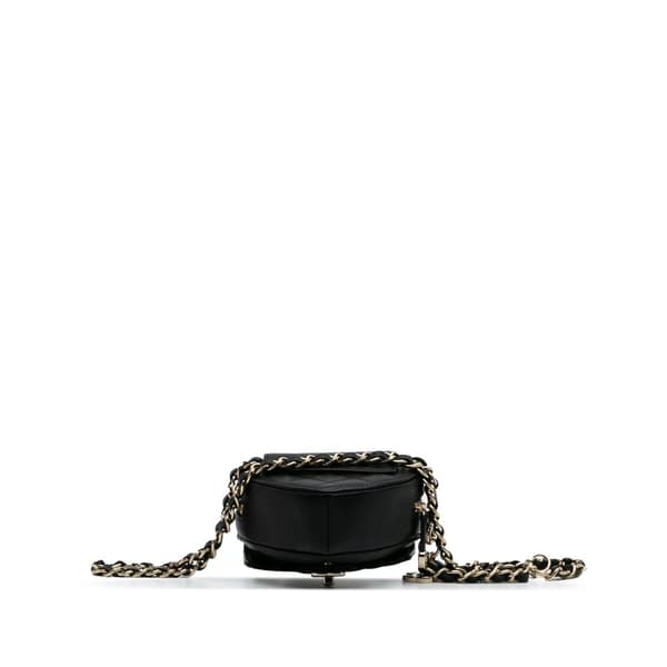 Pre-owned Chanel Mini Lambskin CC in Love Heart Belt Bag Black