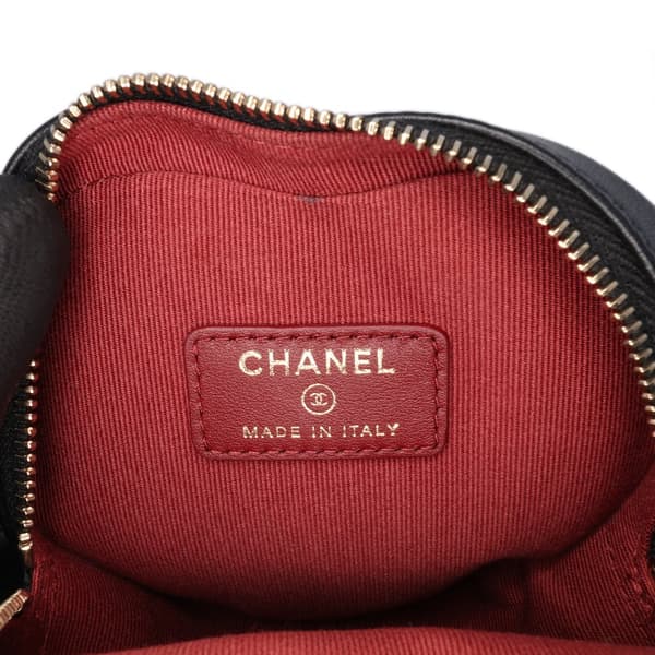 Pre-owned Chanel Mini Lambskin CC in Love Heart Belt Bag Black