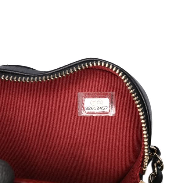 Pre-owned Chanel Mini Lambskin CC in Love Heart Belt Bag Black