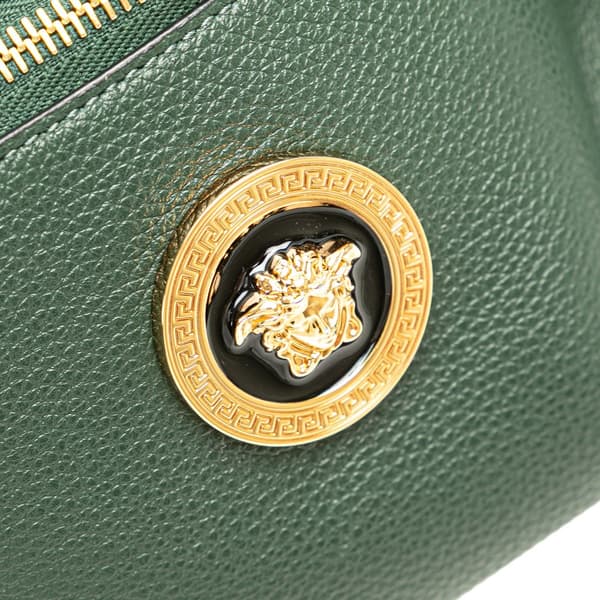 Pre-owned Versace Grained Calfskin Vanitas Medea Belt Bag Green