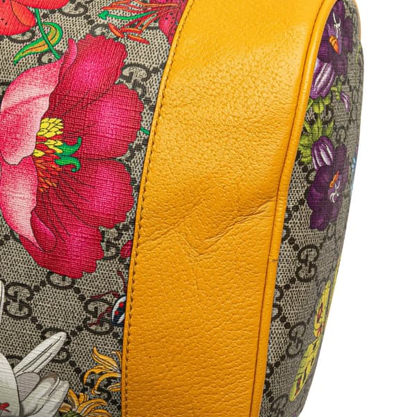 Pre-owned Gucci Small GG Supreme Flora Bucket Bag Brown